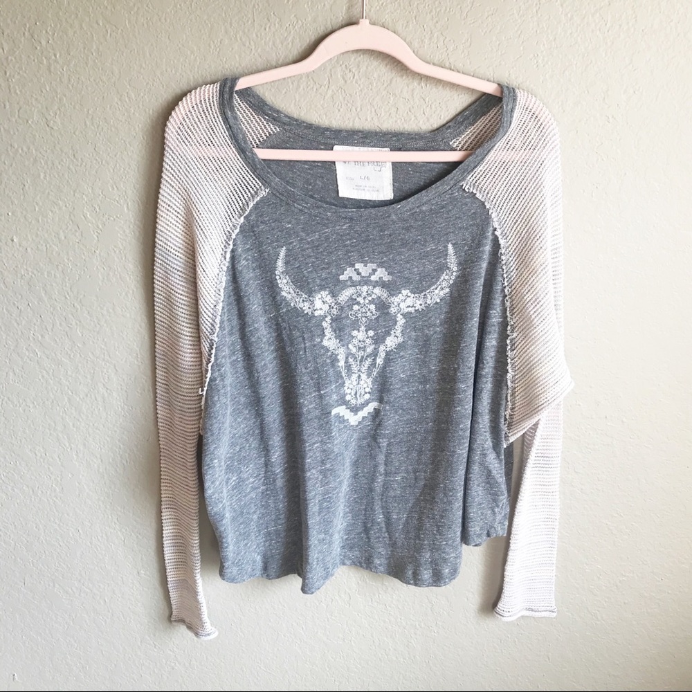 We The Free Lace Longhorn Skull Top Size Large